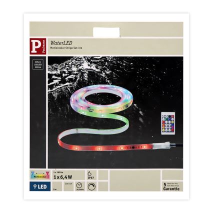 Paulmann 70698 - LED RGB/6,4W IP67 Prigušiva vanjska traka WATERLED 3m 230V + daljinski upravljač