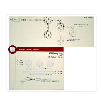 Paulmann 70710 - SET 3xLED/3,3W Rasvjeta za namještaj sa senzorom SOFTPAD 230V 2700K