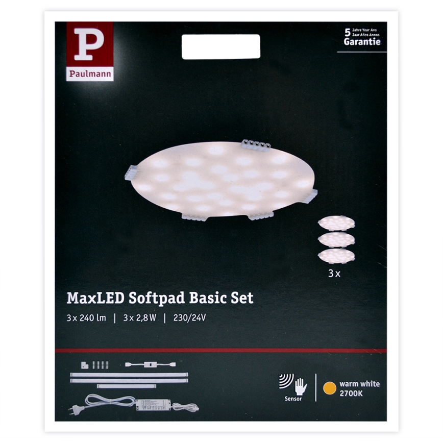 Paulmann 70711 - SET 3xLED/2,8W Rasvjeta za namještaj sa senzorom SOFTPAD 230V 2700K