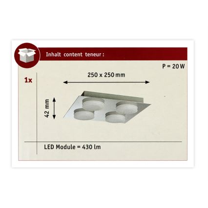 Paulmann 70875 - 4xLED/5W IP23 Stropna svjetiljka za kupaonicu DORADUS 230V