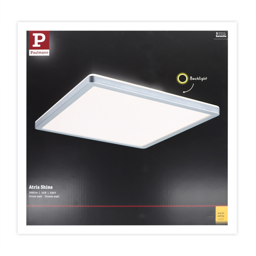 Paulmann 70994 - LED/16W Nadgradni panel ATRIA 230V 3000K 29,3x29,6 cm mat krom