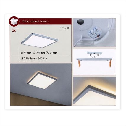 Paulmann 70994 - LED/16W Nadgradni panel ATRIA 230V 3000K 29,3x29,6 cm mat krom