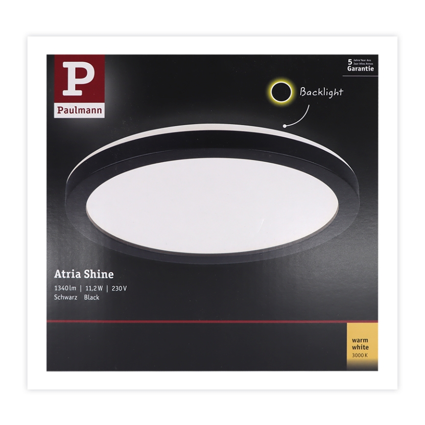 Paulmann 70997 - LED/11,2W Nadgradni panel ATRIA 230V 3000K pr. 19 cm crna