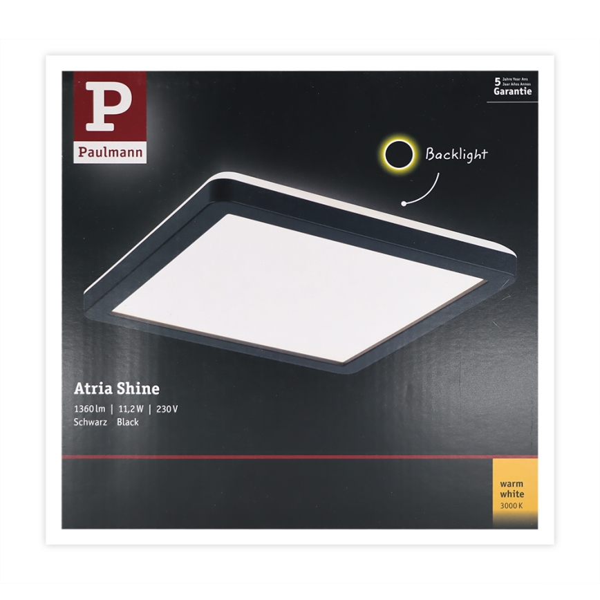 Paulmann 71000 - LED/11,2W Nadgradni panel ATRIA 230V 3000K 19x19 cm crna
