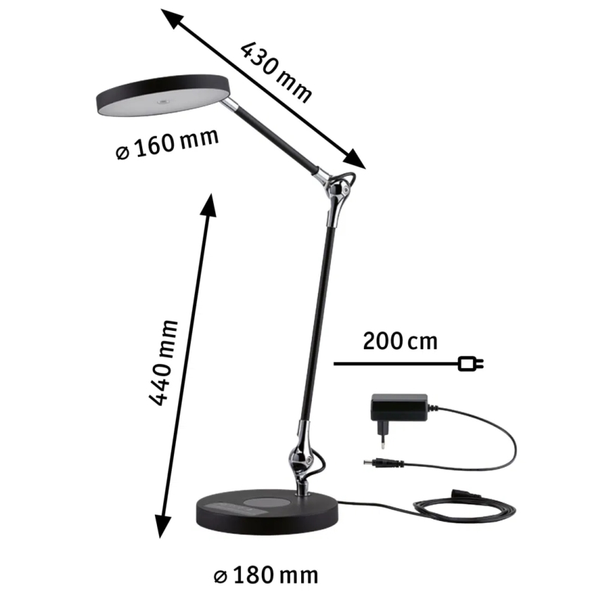 Paulmann 78010 - LED/11W Prigušiva stolna lampa na dodir NUMIS 230V 2700/4000/6500K crna