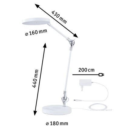 Paulmann 78011 - LED/11W Prigušiva stolna lampa na dodir NUMIS 230V 2700/4000/6500K bijela