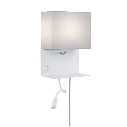 Paulmann 78913 - LED/2,5W + 1xE27/40W Zidna svjetiljka s policom i USB priključkom MERANI 230V bijela