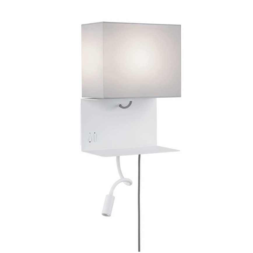 Paulmann 78913 - LED/2,5W + 1xE27/40W Zidna svjetiljka s policom i USB priključkom MERANI 230V bijela