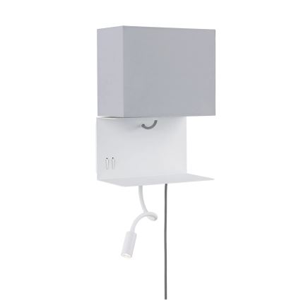 Paulmann 78913 - LED/2,5W + 1xE27/40W Zidna svjetiljka s policom i USB priključkom MERANI 230V bijela