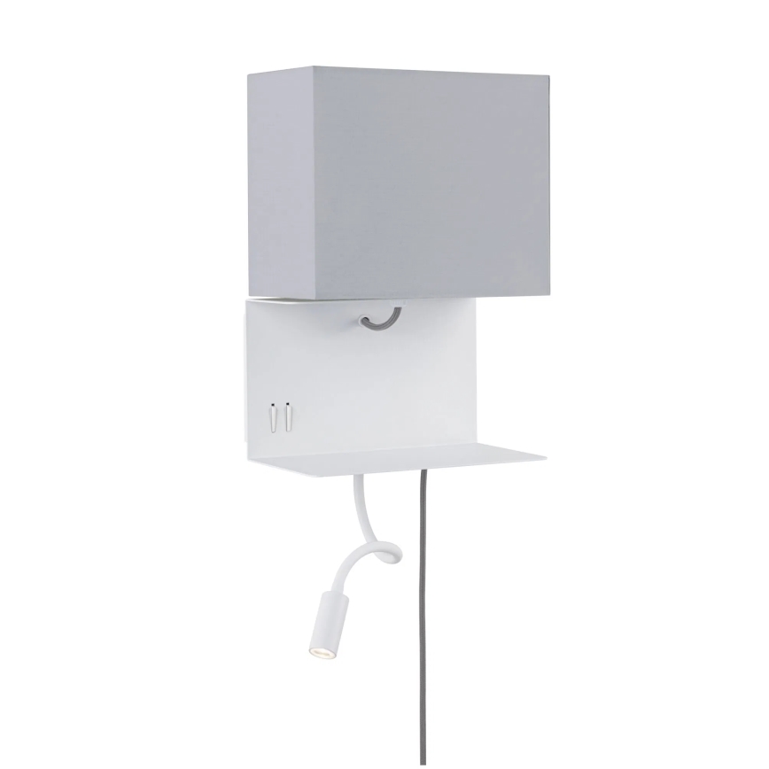 Paulmann 78913 - LED/2,5W + 1xE27/40W Zidna svjetiljka s policom i USB priključkom MERANI 230V bijela