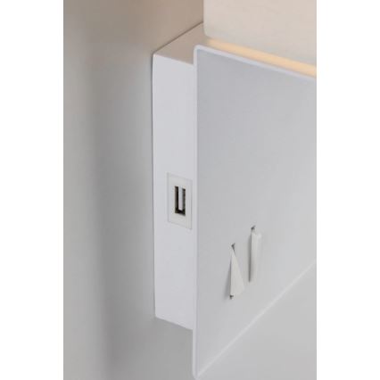 Paulmann 78913 - LED/2,5W + 1xE27/40W Zidna svjetiljka s policom i USB priključkom MERANI 230V bijela