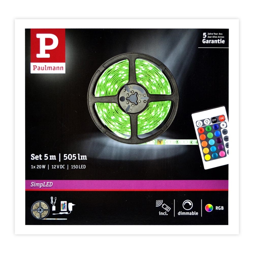 Paulmann 78978 - LED RGB/20W Prigušiva traka SIMPLED 5m 230V + DO