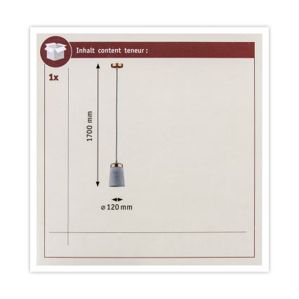 Paulmann 79617 - 1xE27/20W Luster na sajli NEORDIC STIG 230V