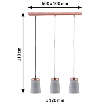 Paulmann 79626 - 3xE27/20W Luster na sajli NEORDIC STIG 230V