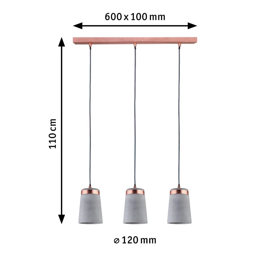 Paulmann 79626 - 3xE27/20W Luster na sajli NEORDIC STIG 230V