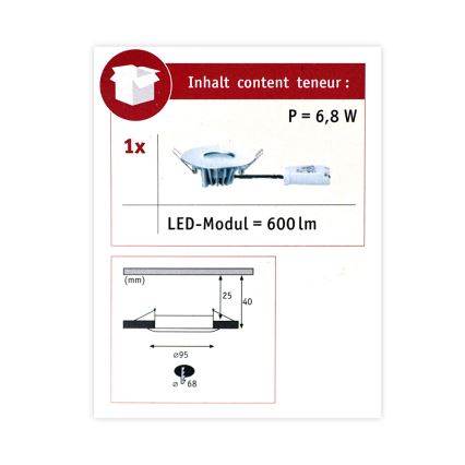 Paulmann 79668 - LED/5,3W IP44 Prigušiva ugradbena svjetiljka za kupaonicu HOUSE 230V