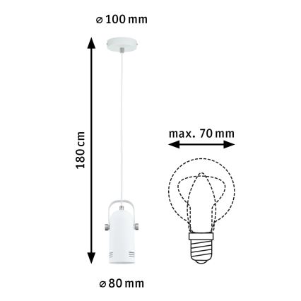 Paulmann 79767 - LED RGBW 1xE27/15W Luster na sajli LAVEA 230V bijela
