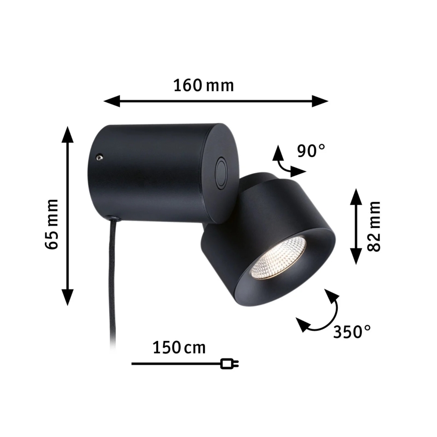 Paulmann 79776 - LED/3W Prilagodljivo zidno svjetlo 2u1 PURIC PANE 230V