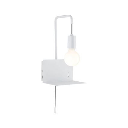 Paulmann 79812 - 1xE27/40W Zidna svjetiljka s policom i USB priključkom CALVANI 230V bijela