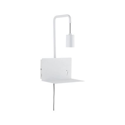 Paulmann 79812 - 1xE27/40W Zidna svjetiljka s policom i USB priključkom CALVANI 230V bijela