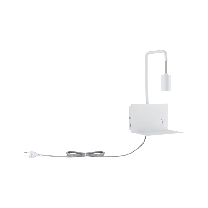 Paulmann 79812 - 1xE27/40W Zidna svjetiljka s policom i USB priključkom CALVANI 230V bijela