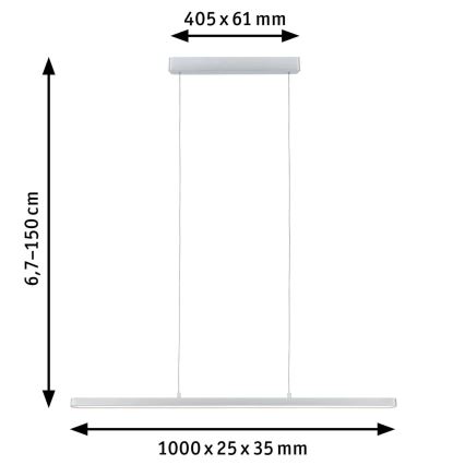 Paulmann 79902 - LED/43W Prigušivi luster na sajli SMART LENTO 230V 2700-6000K