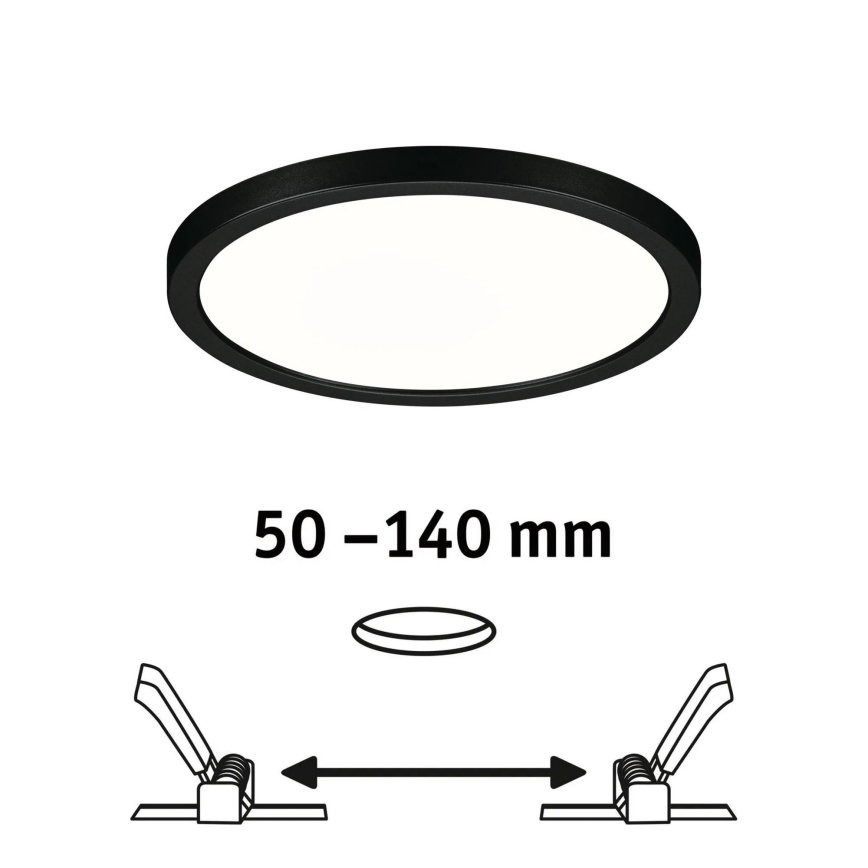 Paulmann 79965 - LED/13W IP44 prigušiva ugradna stropna svjetiljka AREO za kupaonicu 230V promjer 17,5 cm crna