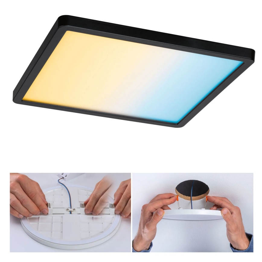 Paulmann 79967 - LED/16W IP44 prigušivo kupaonsko ugradno stropno svjetlo AREO 230V 23x23 cm crno