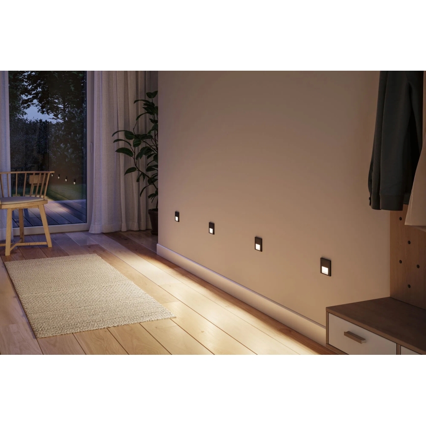 Paulmann 80004 - LED/1W Stubišna svjetiljka sa senzorom TSARO 230V Lead/crna