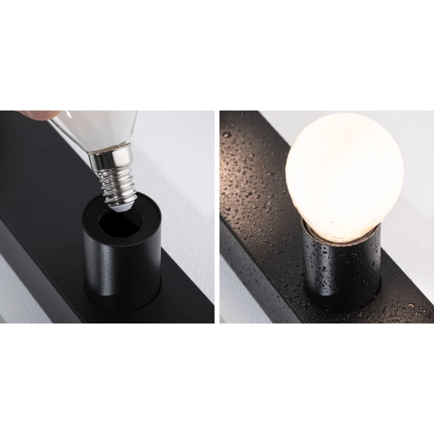 Paulmann 80099 - 4xE14/40W IP44 Rasvjeta za ogledalo u kupaonici REGULA 230V crna