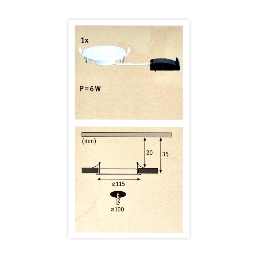 Paulmann 92061 - LED/6W IP44 Ugradbena svjetiljka za kupaonicu QUALITY LINE 230V