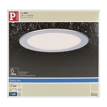 Paulmann 92075 - LED/18W IP44 Ugradbena svjetiljka za kupaonicu QUALITY LINE 230V