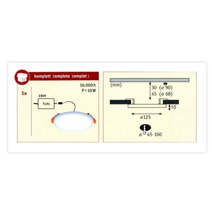 Paulmann 92388 - LED/8,5W IP44 Ugradbena svjetiljka za kupaonicu VARIFIT 230V