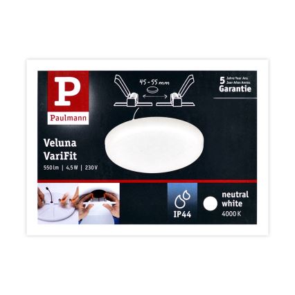 Paulmann 92390 - LED/4,5W IP44 Ugradbena svjetiljka za kupaonicu VARIFIT 230V