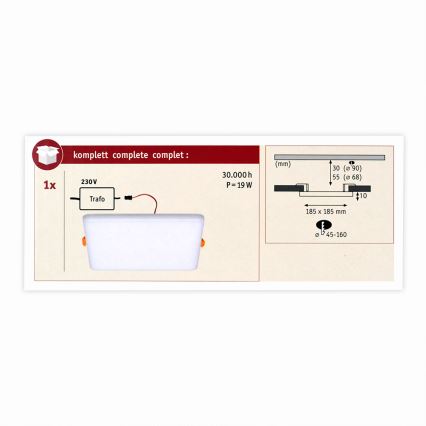 Paulmann 92395 - LED/17W IP44 Ugradbena svjetiljka za kupaonicu VARIFIT 230V