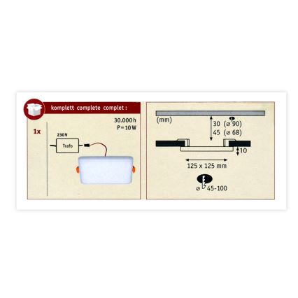 Paulmann 92397 - LED/8,5W IP44 Ugradbena svjetiljka za kupaonicu VARIFIT 230V