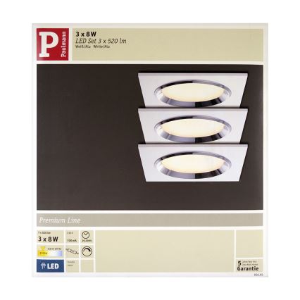 Paulmann 92695 - SET 3x LED Ugradbena svjetiljka za prigušivanje DICE 3xLED/8W/230V