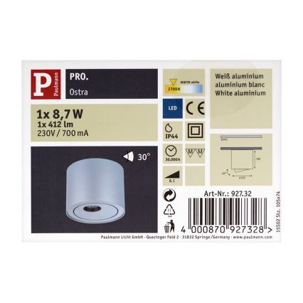 Paulmann 92732 - LED/8,7W IP44 Vanjsko reflektorsko svjetlo za prigušivanje OSTRA 230V