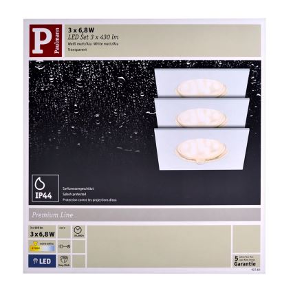 Paulmann 92760 - SET 3xLED/6,8W Ugradbena svjetiljka za kupaonicu COIN 230V IP44