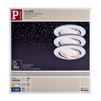 Paulmann 92770 - SET 3xLED/6,8W Ugradbena svjetiljka za kupaonicu COIN 230V