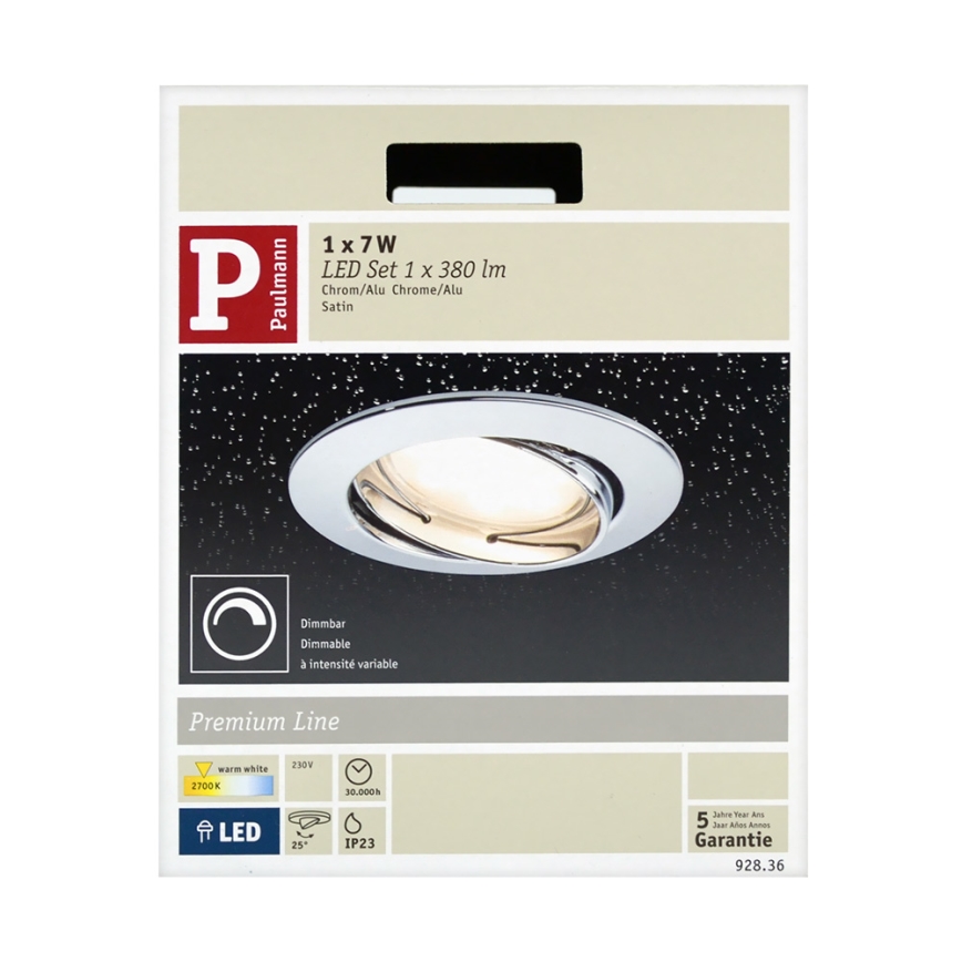 Paulmann 92836 - LED/7W Prigušiva ugradbena svjetiljka za kupaonicu COIN 230V