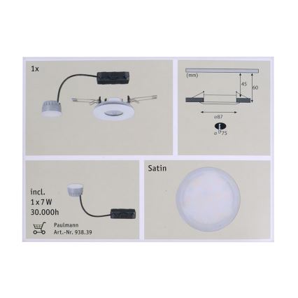 Paulmann 92846 - LED/7W IP65 Prigušiva svjetiljka za kupaonicu PREMIUM LINE