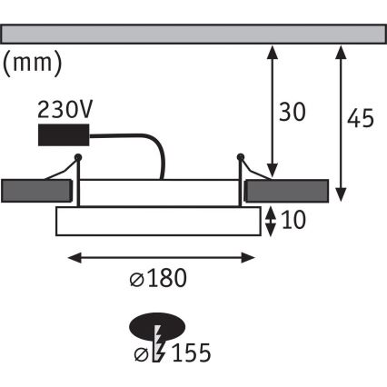 Paulmann 92935 - LED/12W IP44 Prigušivo kupaonsko ugradno svjetlo AREO 230V Ø 18 cm matirani krom