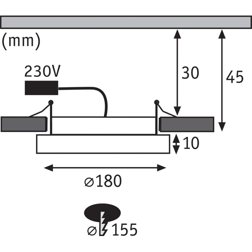 Paulmann 92935 - LED/12W IP44 Prigušivo kupaonsko ugradno svjetlo AREO 230V Ø 18 cm matirani krom