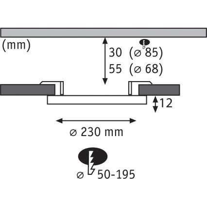 Paulmann 92992 - LED/16W IP44 Kupaonska ugradna svjetiljka AREO 230V 2000/3000/4000K Ø 23 cm matni krom