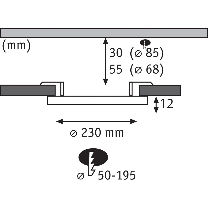 Paulmann 92992 - LED/16W IP44 Kupaonska ugradna svjetiljka AREO 230V 2000/3000/4000K Ø 23 cm matni krom