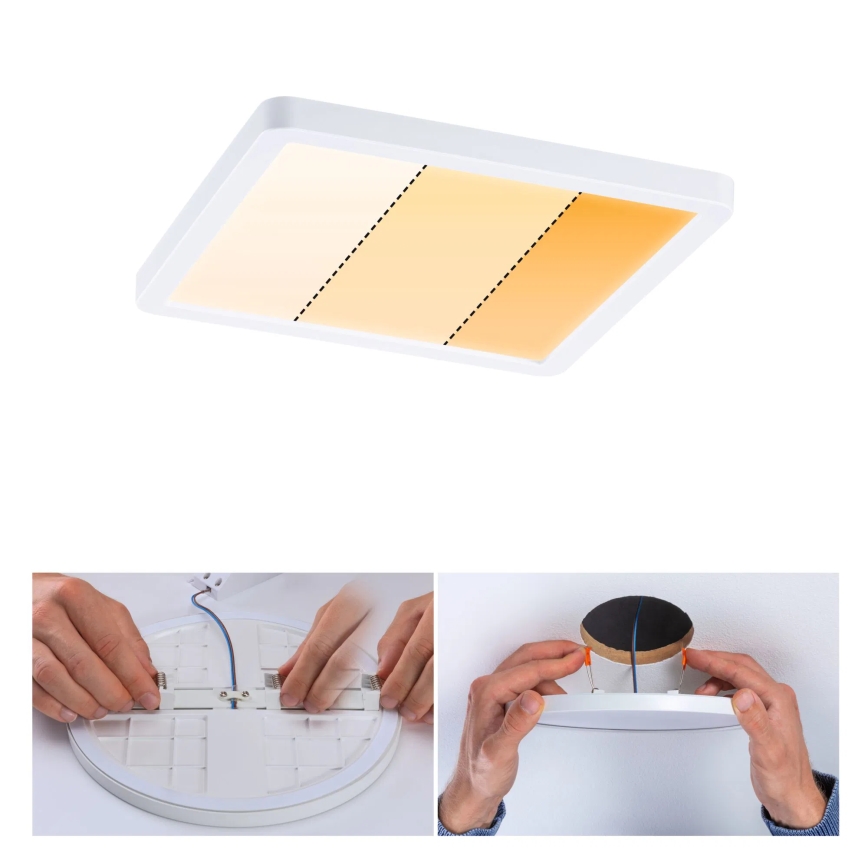 Paulmann 92993 - LED/13W IP44 Kupaonska ugradna stropna svjetiljka AREO 230V 2000/3000/4000K 17,5x17,5 cm bijela