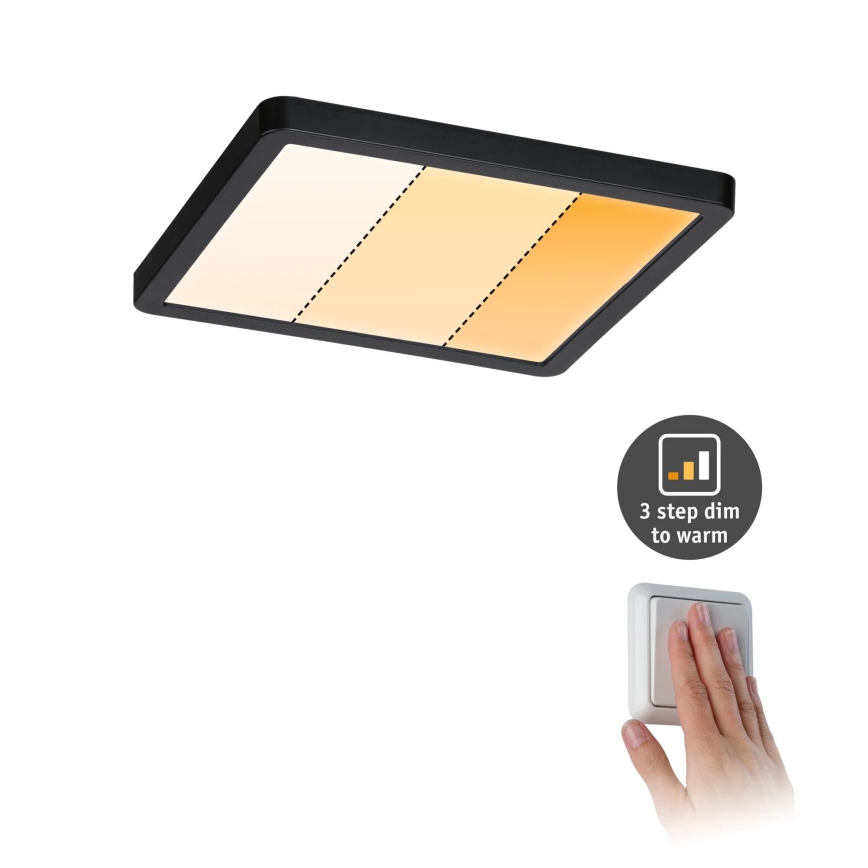 Paulmann 93101 - LED/13W IP44 Kupaonsko ugradno svjetlo AREO 230V 2000/3000/4000K 17,5x17,5 cm crna