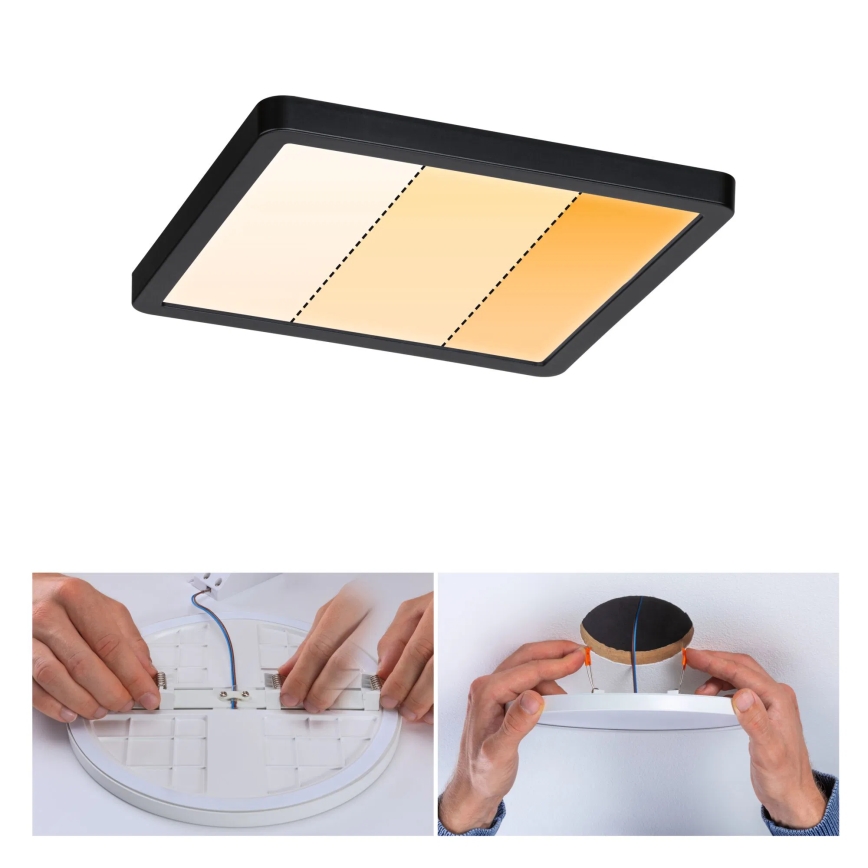 Paulmann 93101 - LED/13W IP44 Kupaonsko ugradno svjetlo AREO 230V 2000/3000/4000K 17,5x17,5 cm crna