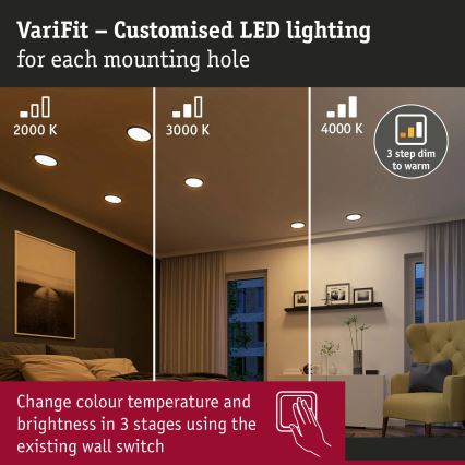 Paulmann 93102 - LED/16W IP44 prigušivo kupaonsko ugradno stropno svjetlo AREO 230V 2000/3000/4000K pr. 23 cm crno